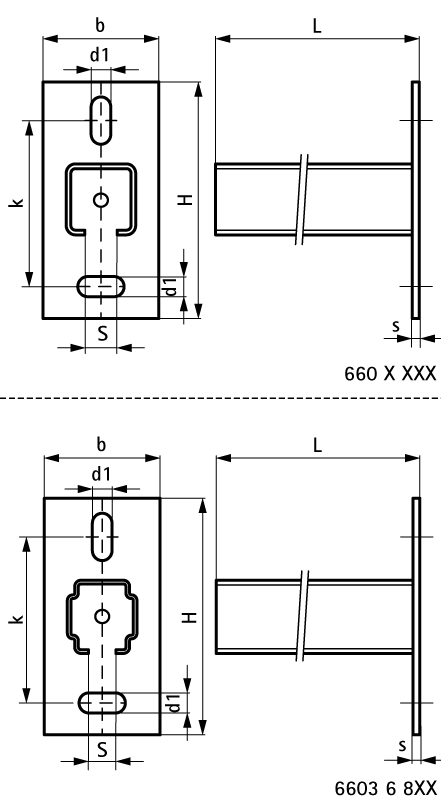 66036860 Монтажные профиля BIS RapidRail® Консоли стеновые (BUP1000) монтаж к стене или перекрытию WALRAVEN  - Вид №1