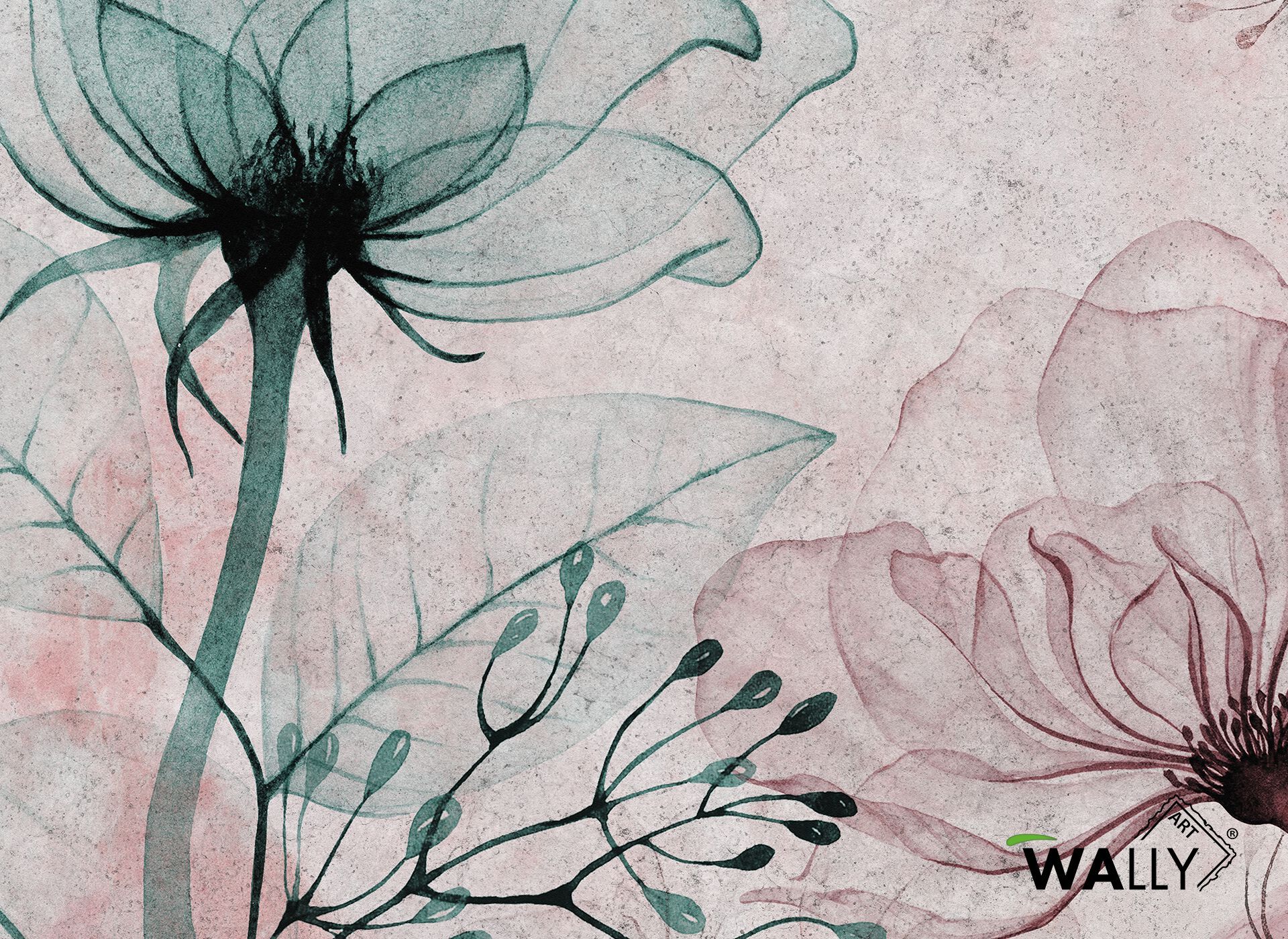 Моющиеся нетканые обои с цветочным рисунком WALLYART Lacollection ARCH-00133943 - Вид №4