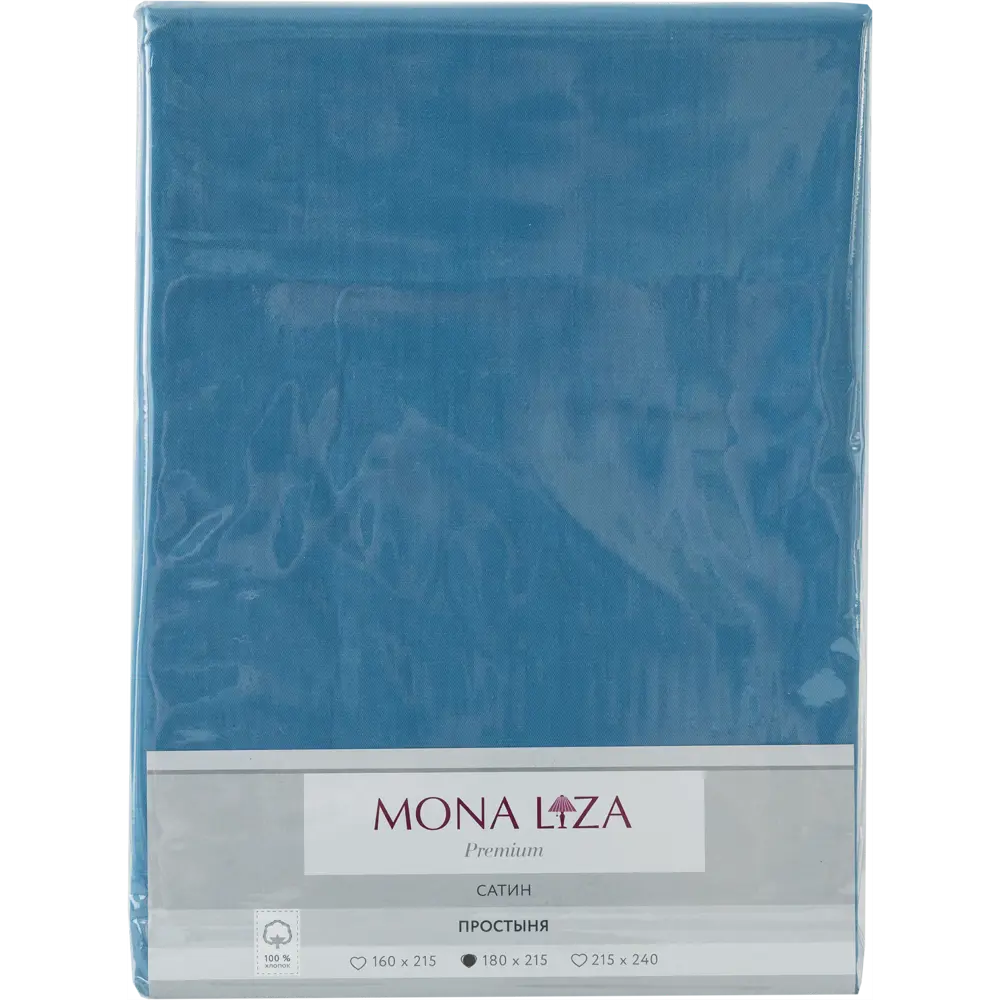 Простыня двуспальная Mona Liza Premium, 215x180 см, сатин, цвет сине-голубой 82493884 STLM-2120064 Santreyd  - Вид №2