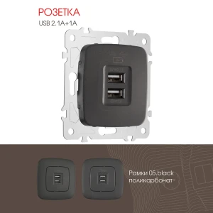 Розетка USB встраиваемая Arte milano 205.46-1.black цвет черный