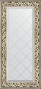 BY 4080 Зеркало с гравировкой в багетной раме - барокко серебро 106 mm EVOFORM Exclusive-G