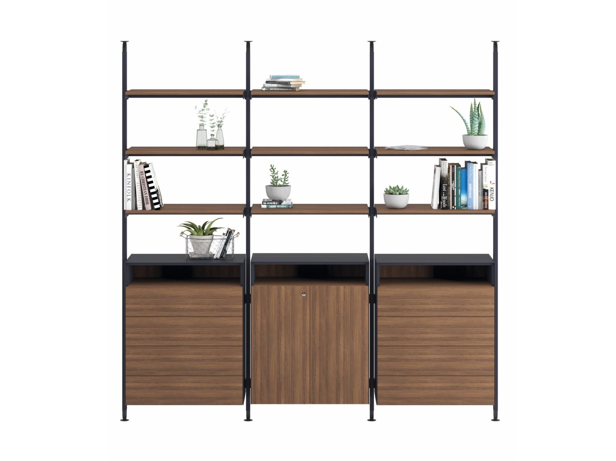 Окрашенный металлический книжный шкаф с креплением пол-потолок с ящиками Ersa FIELD ARCH-00071706