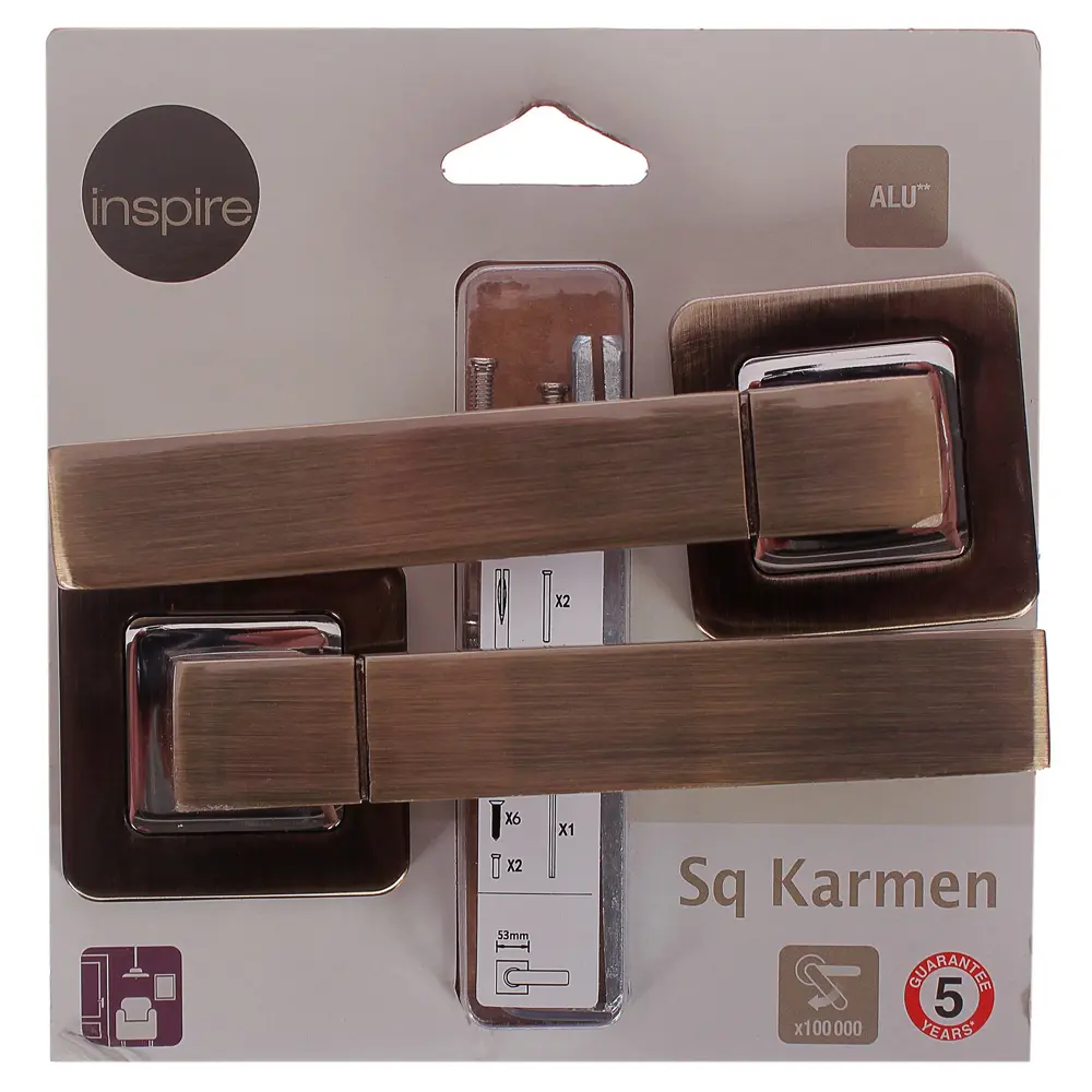 Дверная ручка Inspire «SQ Karmen», без запирания, комплект, цвет бронза STLM-2162857 - Вид №3