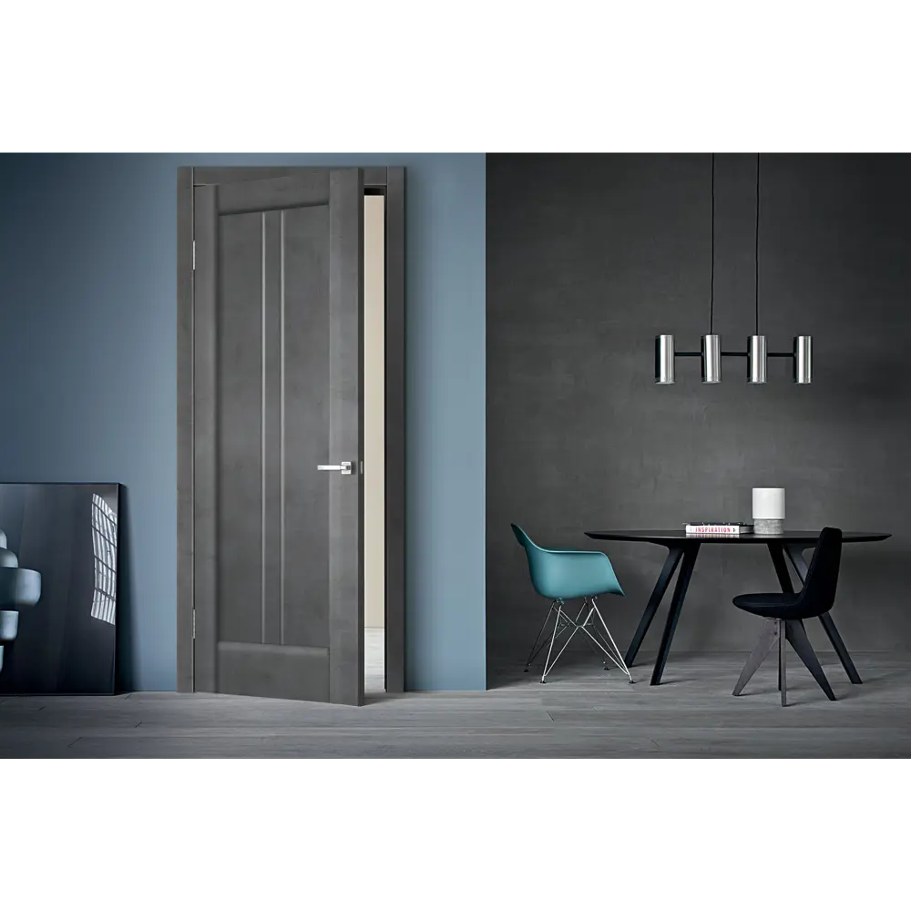 Комплект двери Сиэтл со стеклом 80x200 см ПВХ цвет лофт тёмный с добором 100 мм VELLDORIS STLM-2201285 - Вид №4