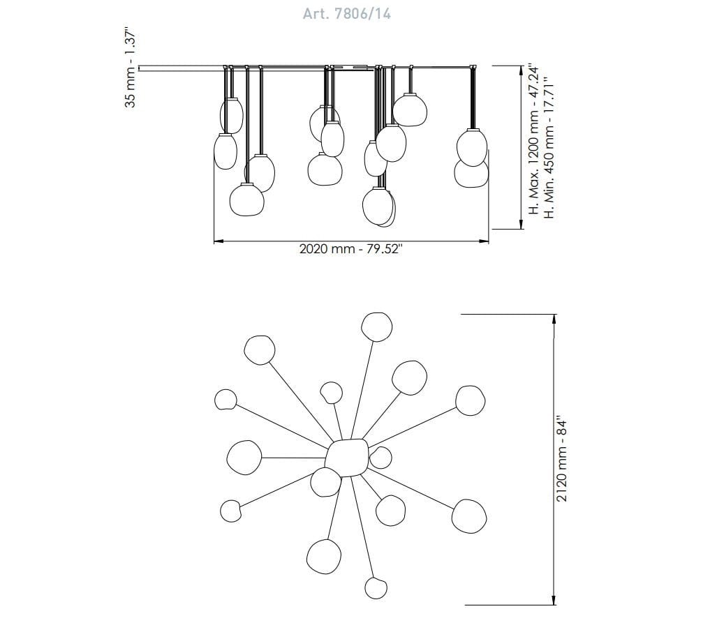 Подвесной светильник из дутого стекла и металла Patrizia Volpato Камень ARCH-00103808 - Вид №11