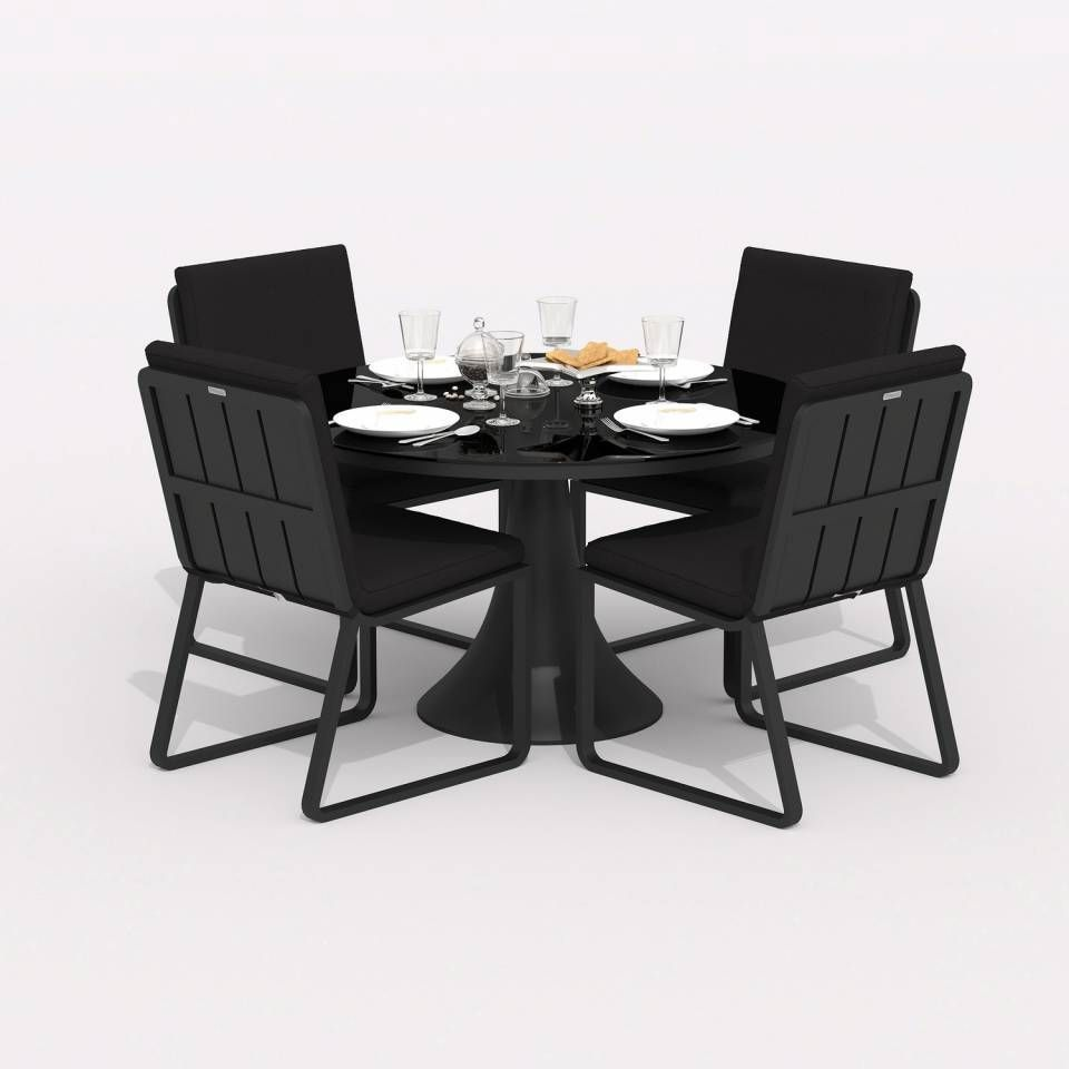 91059741 Садовая мебель для отдыха алюминий серый : стол, 4 стула DIVA GIRA black STLM-0462429 IDEAL PATIO OUTDOOR STYLE