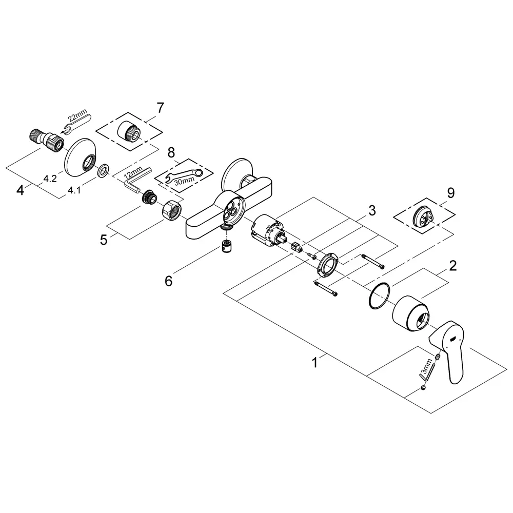 Смеситель для душа Grohe Startclova Shower однорычажный цвет хром Statclova STLM-2129501 - Вид №4