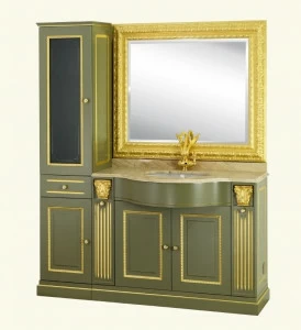 Комплект мебели MIGLIORE Ravenna с пеналом, цвет олива, декор золото
