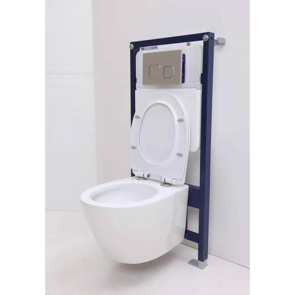 Комплект инсталляция Grant с унитазом Aura Торнадо безободковый с микролифтом клавиша цвет хром Santreyd STLM-2139018 - Вид №1