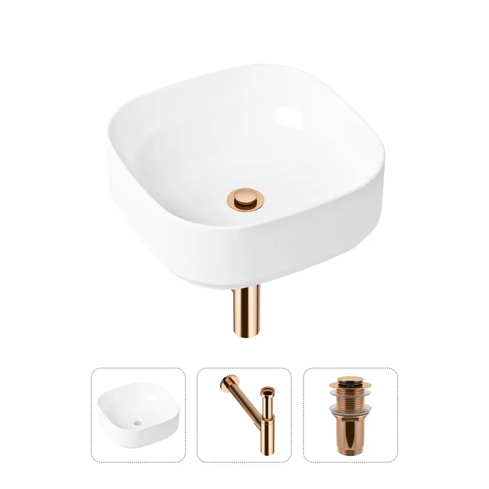 90704163 Накладная раковина Lavinia Boho Bathroom Sink Slim 21520257 фарфор 40 см с донным клапаном и металлическим сифоном STLM-0346137