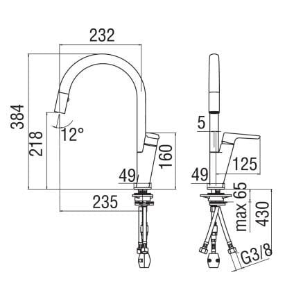 Смеситель для кухни на столешнице со съемным ручным душем Nobili Acquaviva ARCH-00110294 - Вид №2