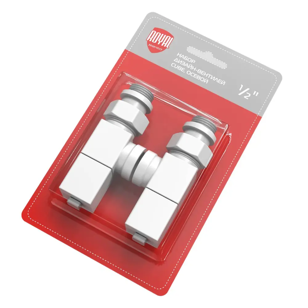 Набор вентилей для радиатора Royal Thermo Cube 1/2" осевой цвет белый STLM-2081420