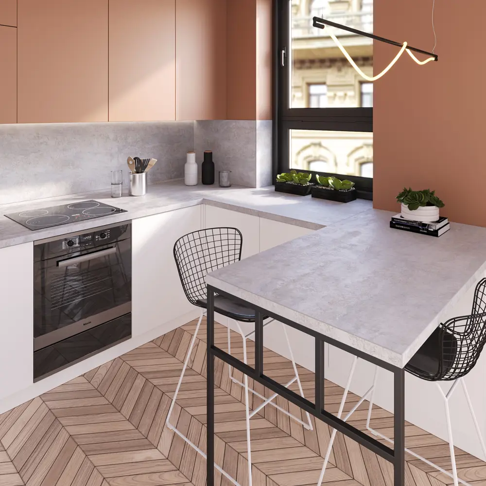 Столешница KONSENSA Бетон светлый 60x120x3.8 см ДСП цвет серый ДСП Прямой угол STLM-2148591 - Вид №4