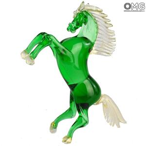 4488 ORIGINALMURANOGLASS Статуэтка Скаковая Лошадь - светло-зелёная - муранское стекло OMG 14 см