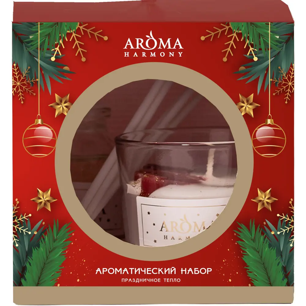 Свеча в стакане ароматическая Aroma Harmony Праздничное тепло 10 см цвет красный STLM-2079452