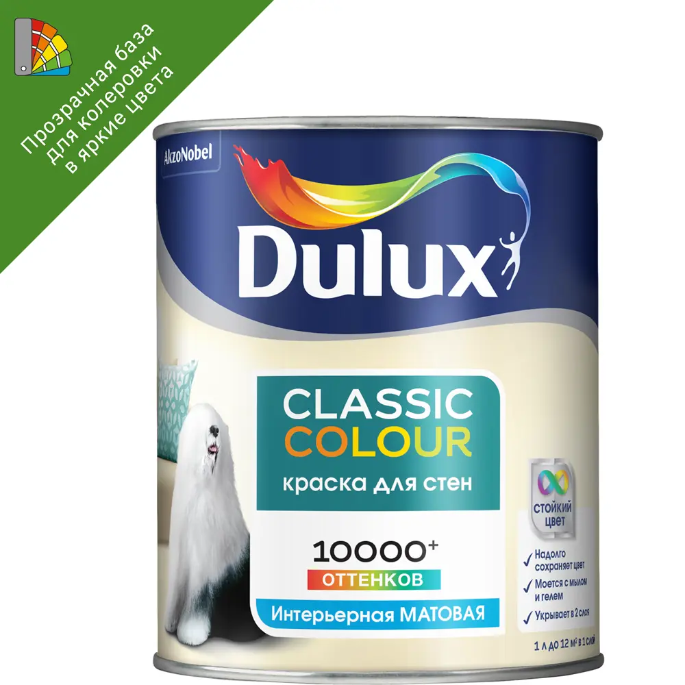 Краска для колеровки интерьерная Dulux Classic Colour прозрачная база BC 0.9 л STLM-2007391