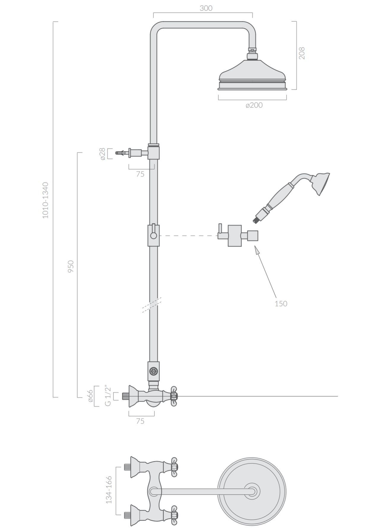 Напольный смеситель для ванны с ручным душем Galassia ETHOS ARCH-00003439 - Вид №1
