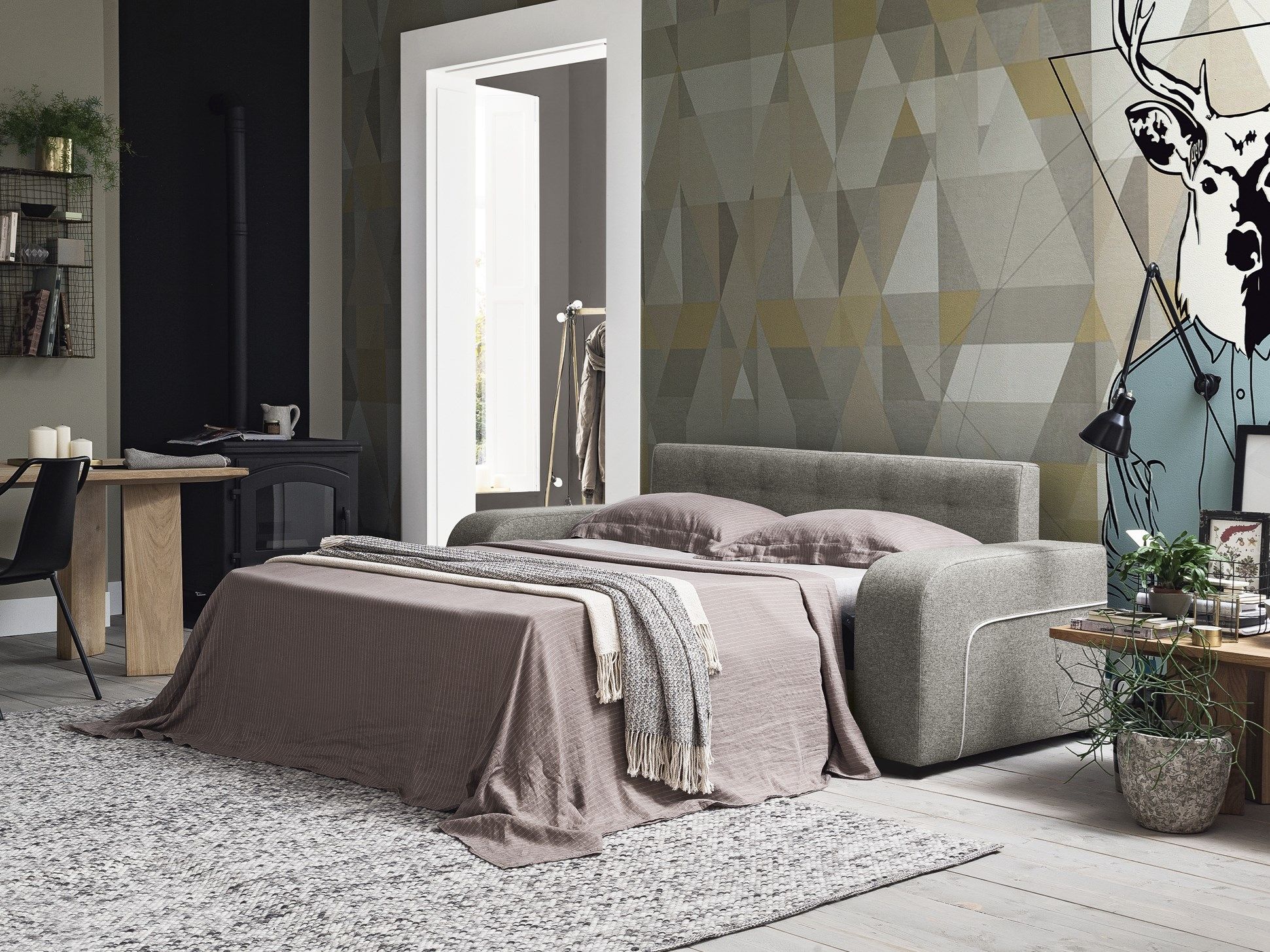 Двуспальный диван-кровать из ткани Felis Day &amp ARCH-00132500 - Вид №2