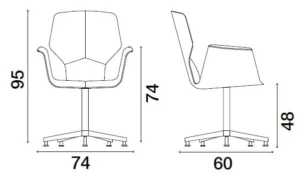 5 спиц подлокотник кожаный поворотный операционный офисный стул Fasem Fosca ARCH-00099102 - Вид №7