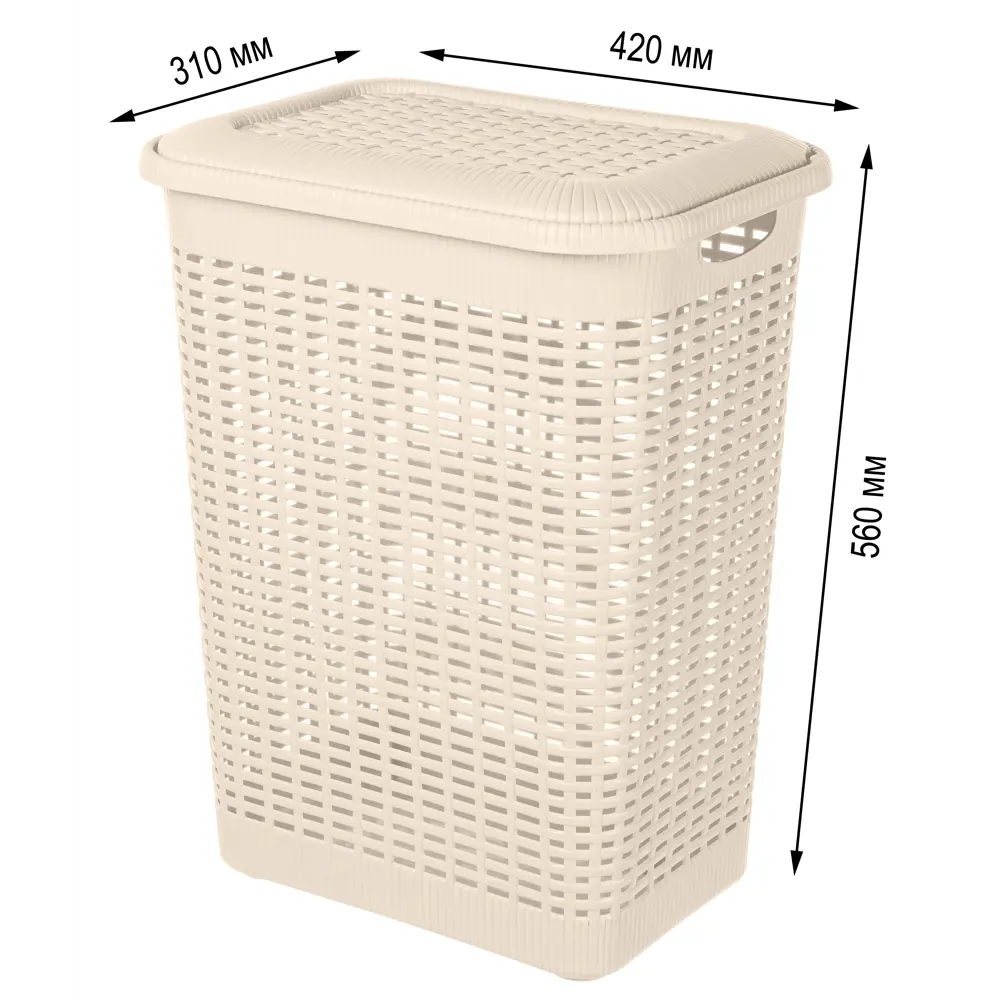 Корзина для белья Бытпласт Rattan Style 50 л полипропилен цвет бежевый Ротанг STLM-2107028 - Вид №2