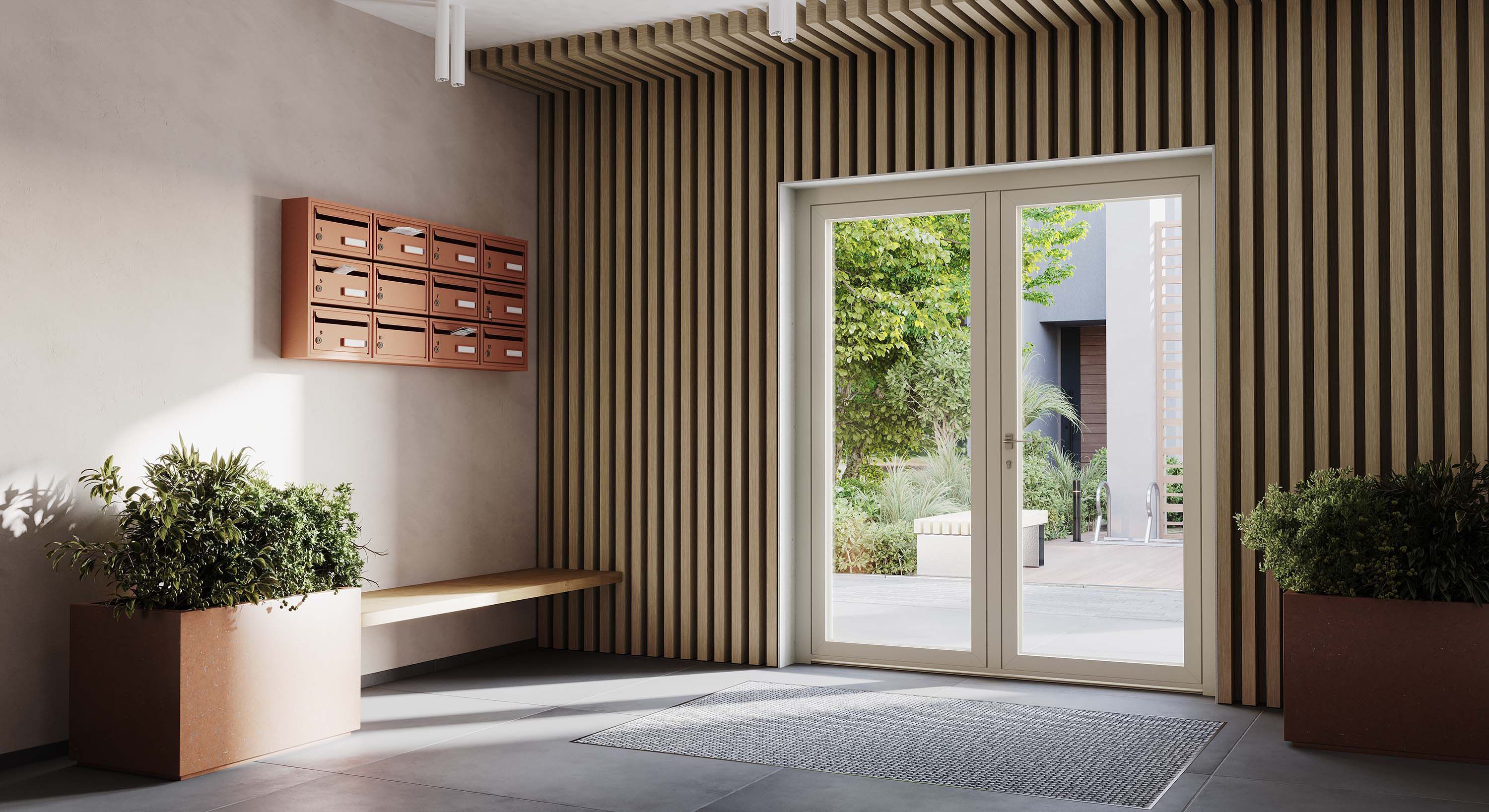 Алюминиевая теплоизоляционная входная дверь со стеклянными панелями NURITH синтез ARCH-00078527