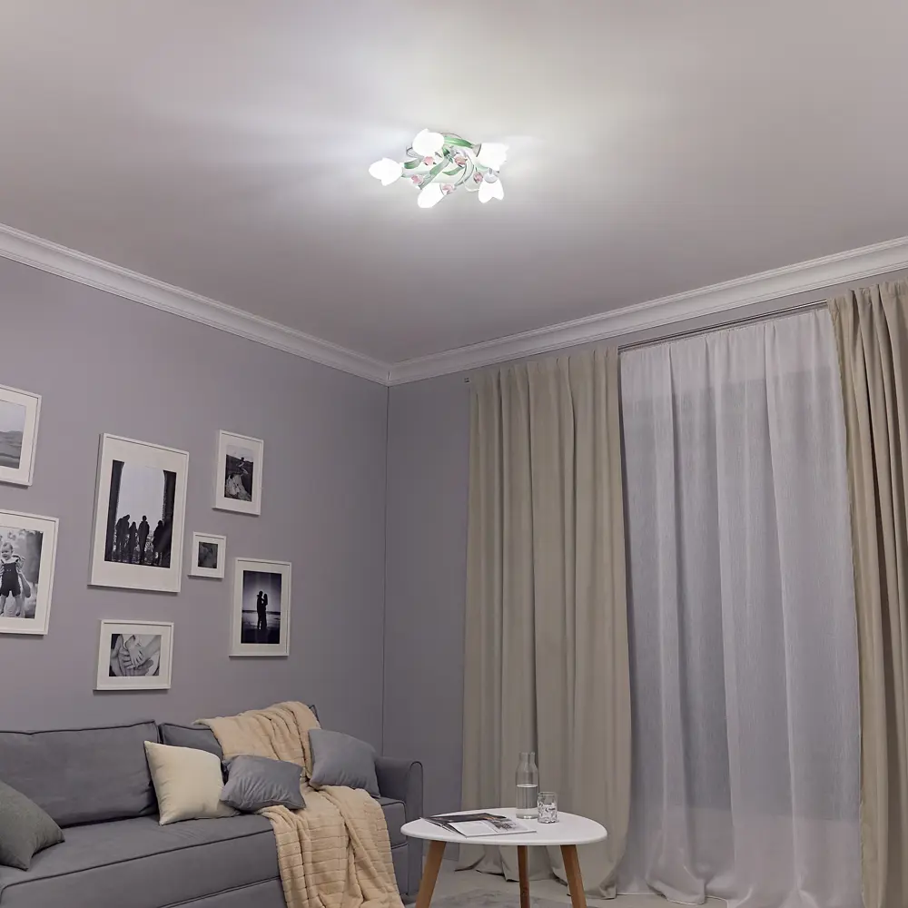 Люстра потолочная Vitaluce Vesna 5 лампы 15м² Е14 цвет белый матовый с золотом 15611517 STLM-2195982  - Вид №11