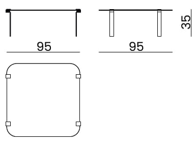 Стеклянный квадратный низкий журнальный столик Bizzotto Italia Нара ARCH-00031840 - Вид №4