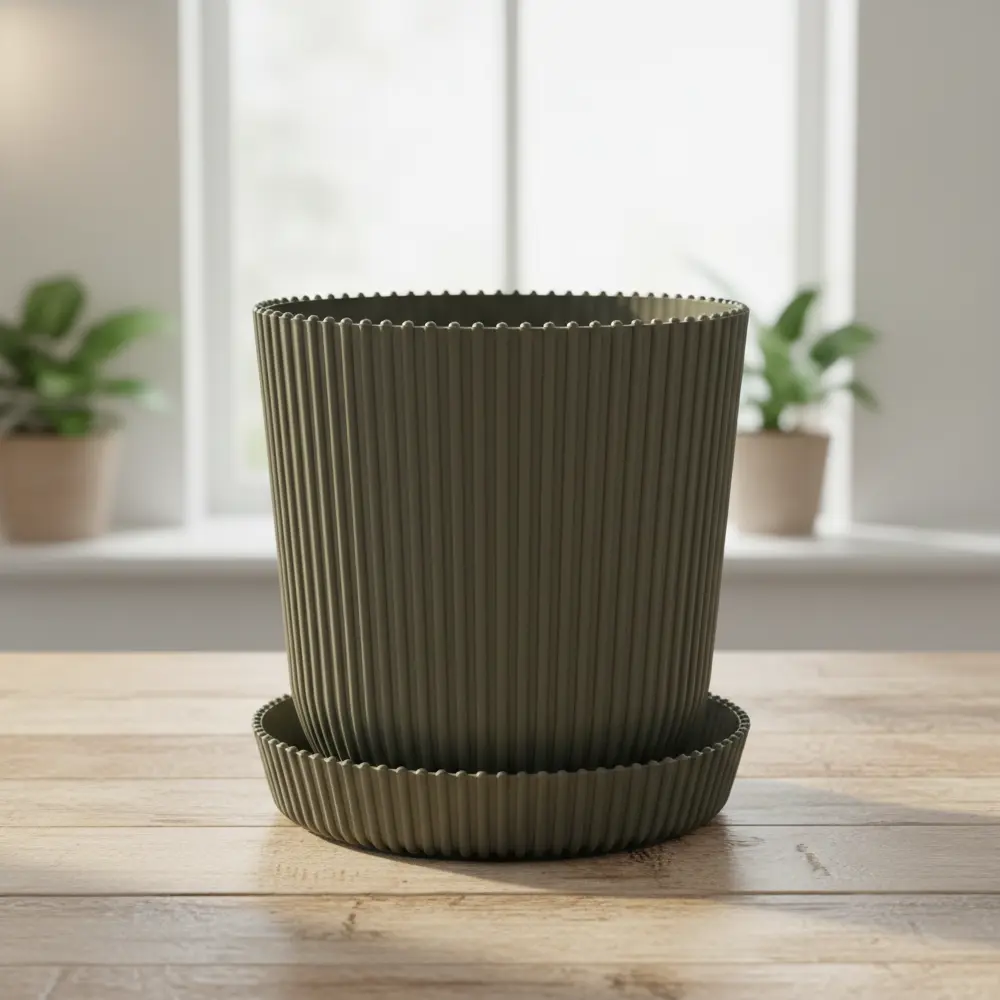 Горшок для цветов Тek.А.Тek 12x12x11.5 см v1 л пластик тайга ТЕК.А.ТЕК Le Gaufre STLM-2022832