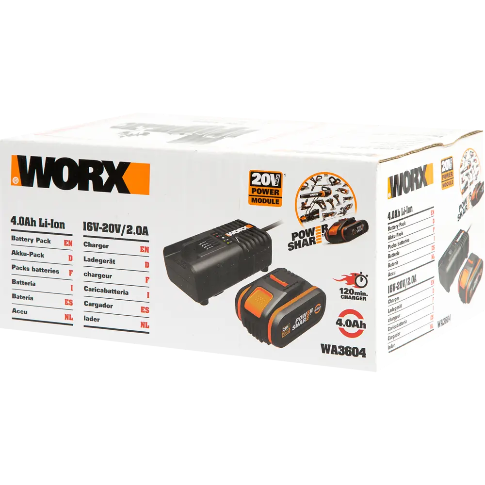 Зарядное устройство Worx 3604, батарея 20 В Li-ion 4 Ач STLM-2059718 - Вид №3