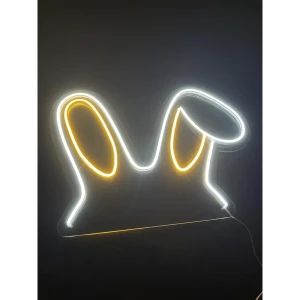 91340365 Неоновая вывеска Pjneon Уши зайца 45x40 см нейтральный белый свет STLM-1455487