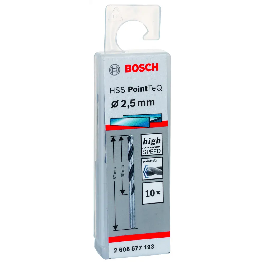 Набор свёрл по металлу Bosch PointTeQ 2.5x57 мм, 10 шт BOSCH PROFESSIONAL STLM-2166623
