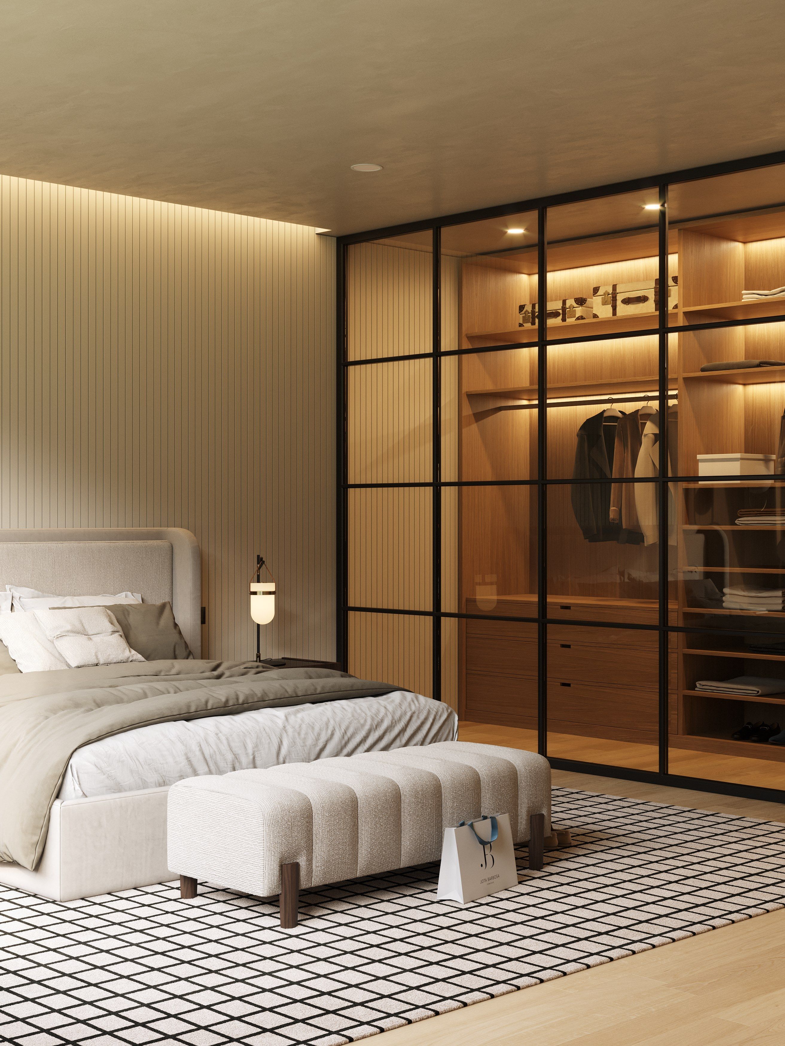 Двуспальная кровать из ткани с мягким изголовьем Stylish Club Porto ARCH-00034730 - Вид №3