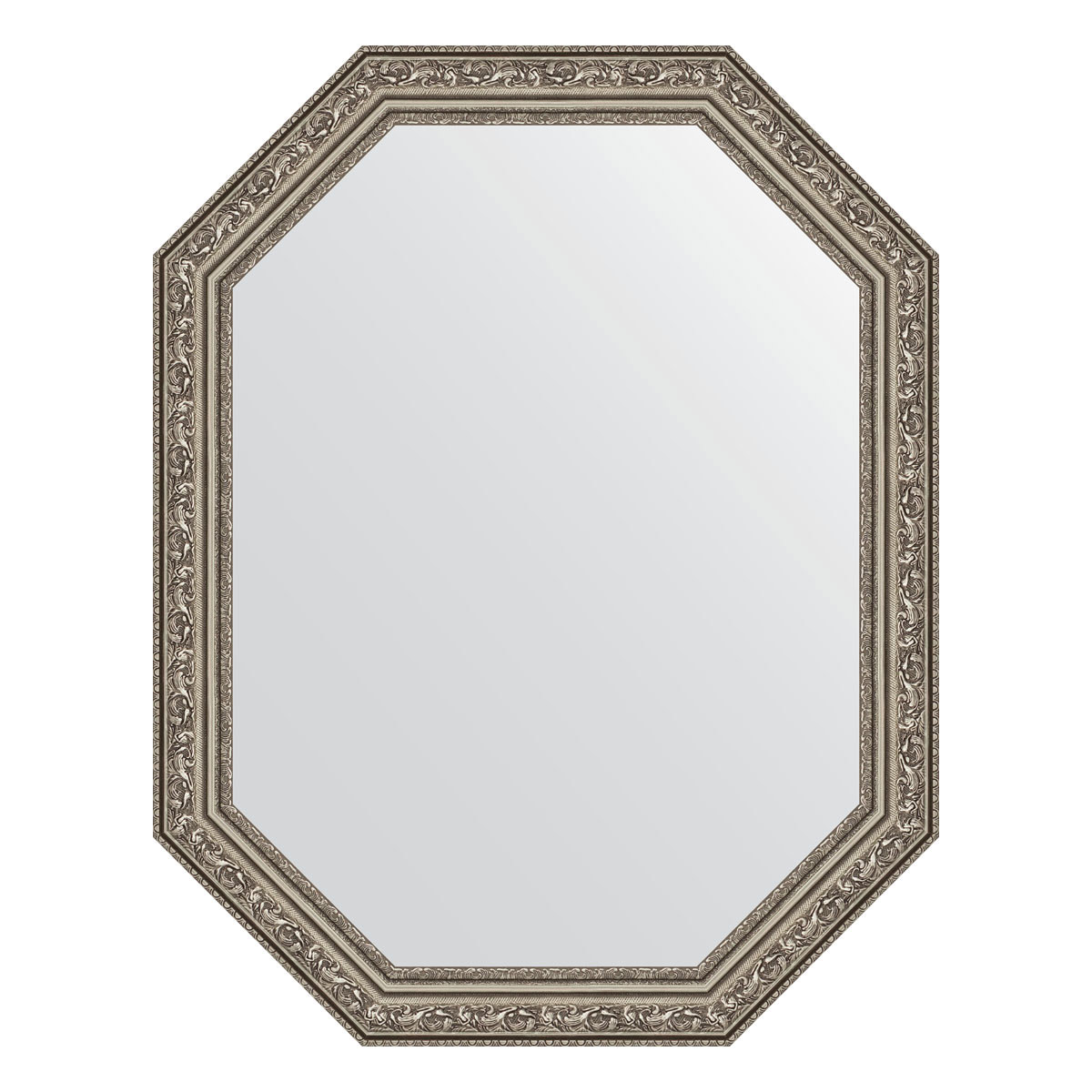 90313625 Зеркало в багетной раме виньетка состаренное серебро 56 мм 55x70 см BY 7026 POLYGON STLM-0180527 EVOFORM