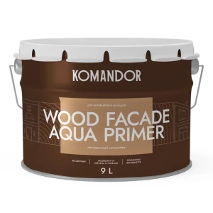 Грунтовка-антисептик Komandor Wood Facade Aqua Primer 9л бесцветный