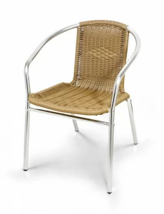 Металлический стул с плетением из искусственного ротанга коричневый AFINA МЕБЕЛЬ ДЛЯ ЛЕТНЕГО КАФЕ 130386 Коричневый