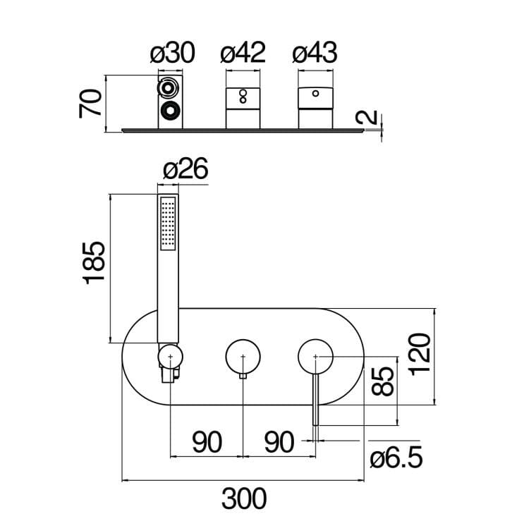 Однорычажный смеситель для душа с 3 отверстиями и ручным душем Nobili Velis ARCH-00153264 - Вид №6