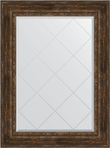 BY 4215 Зеркало с гравировкой в багетной раме - состаренное дерево с орнаментом 120 mm EVOFORM Exclusive-G
