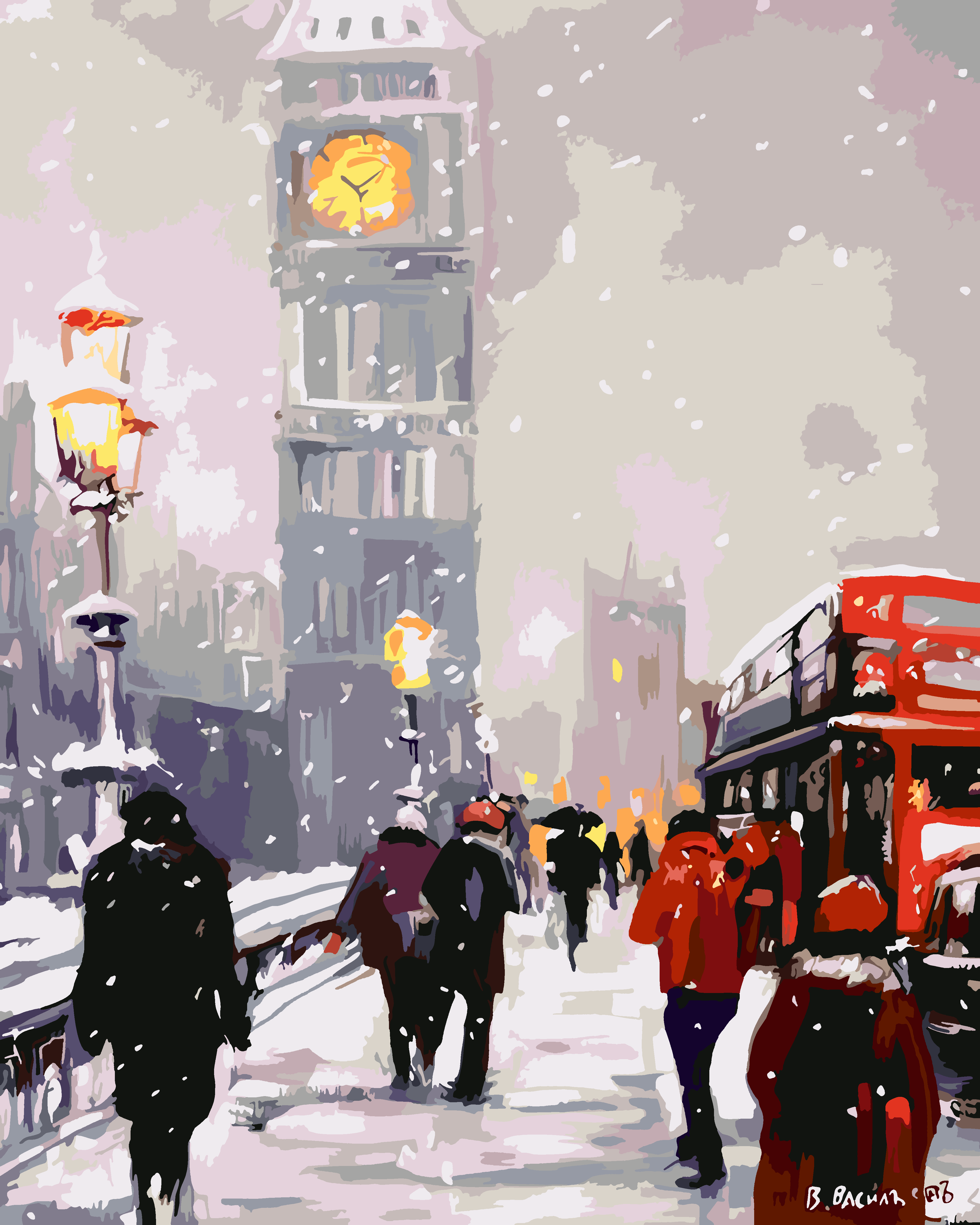 91096772 Картина по номерам на холсте 40x50 см "Внезапный снег в Лондоне" STLM-0482406 HOLSTPECHAT