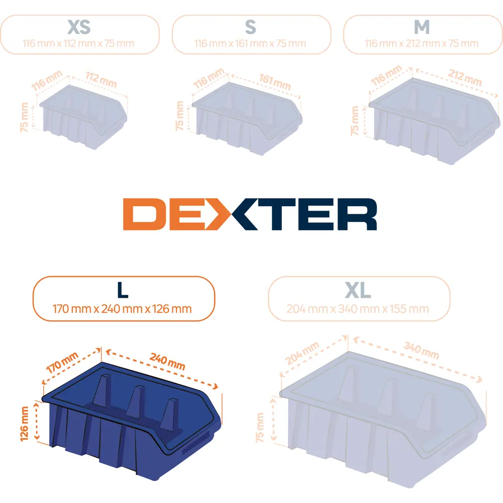 Лоток для метизов Dexter размер L 126x170x240 мм STLM-2149608 - Вид №1