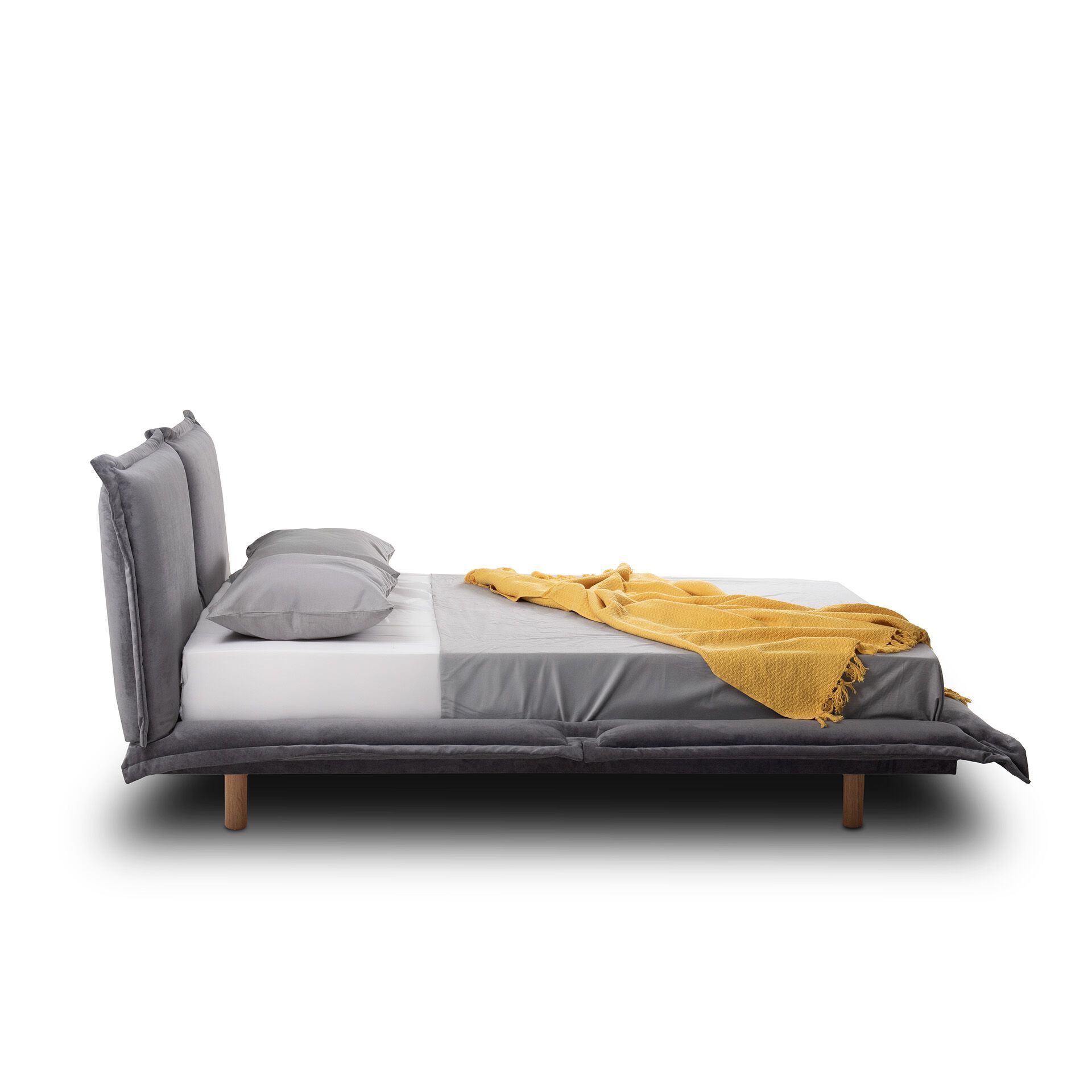 Двуспальная кровать из ткани с мягким изголовьем Nobonobo VIOLET ARCH-00124175