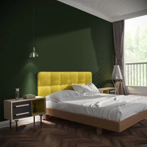 Кровать двуспальная с мягким изголовьем 180x200 желтая Tube BRAGIN DESIGN ДИЗАЙНЕРСКИЕ 256509 Желтый;коричневый