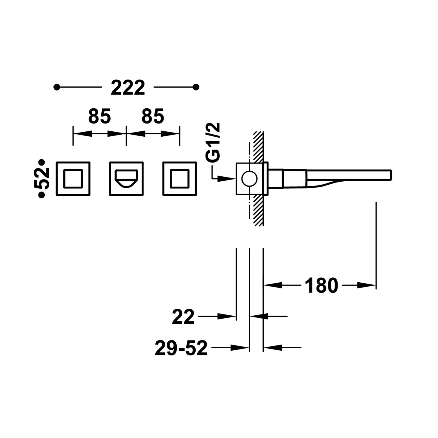 Скрытый смеситель для умывальника CUADRO с двумя ручками-00815301OM TRES  - Вид №1