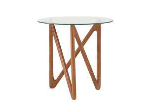 Высокий стол из тикового дерева со стеклянной столешницей