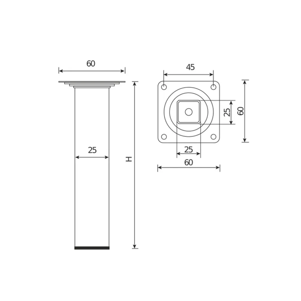 Ножка для мебели круглая 300x25x25 мм сталь бронза 89404187 STLM-2001424 Santreyd  - Вид №1