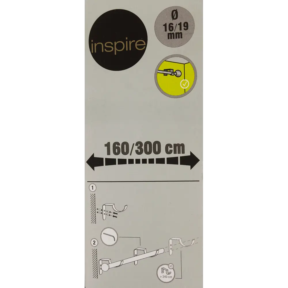 Карниз однорядный раздвижной Inspire Цилиндр 160-300 см цвет чёрный матовый STLM-2197233 - Вид №3
