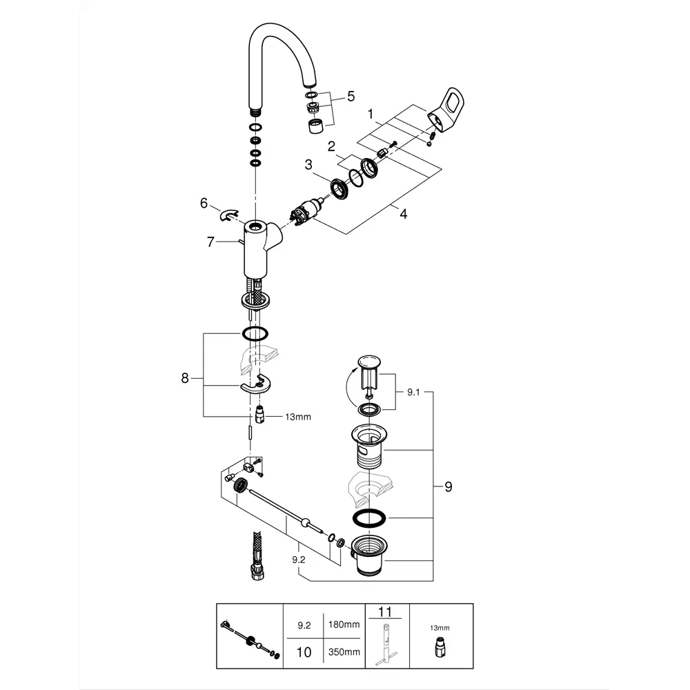 Смеситель для раковины Grohe Start Loop однорычажный с высоким изливом цвет хром STLM-2018789 - Вид №6