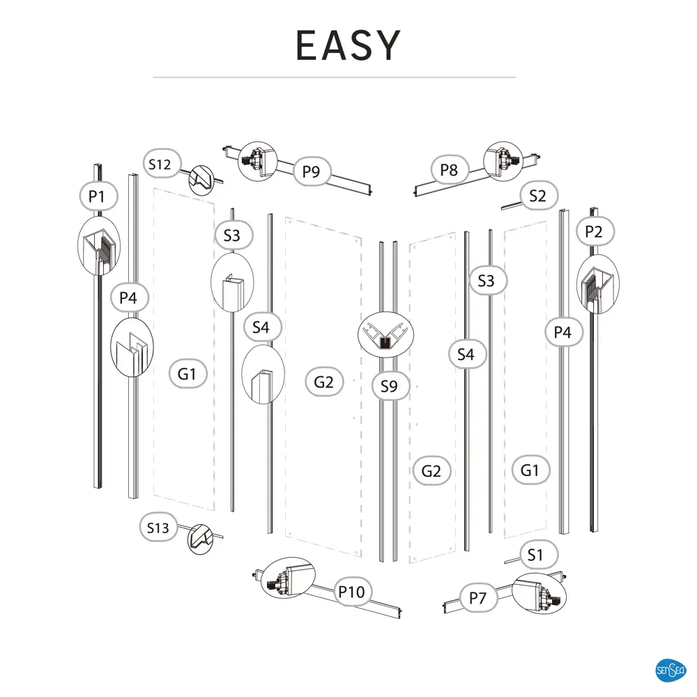 Комплект стекол для душевой ширмы Sensea Easy 80x120 см STLM-2186714 - Вид №40
