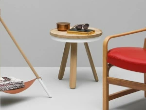 Woodendot Круглый деревянный журнальный столик с подносом