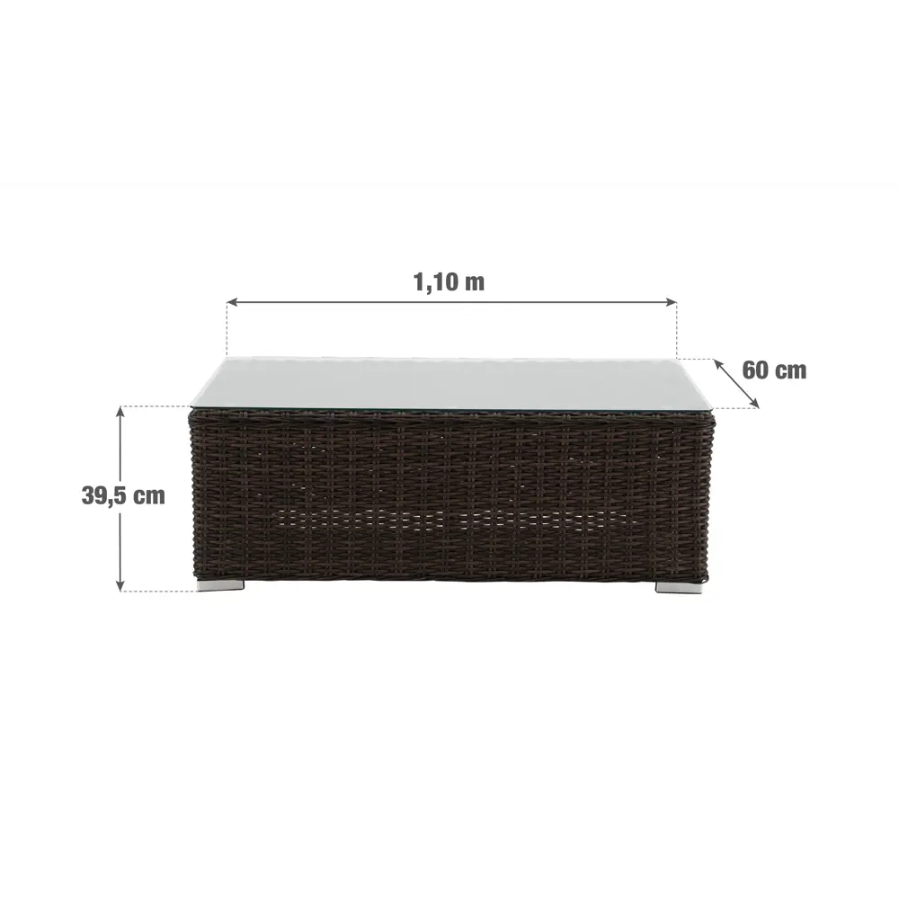 Стол садовый прямоугольный Naterial Costa Rica 60x112x41.5 см алюминий/стекло коричневый STLM-2073845 - Вид №5