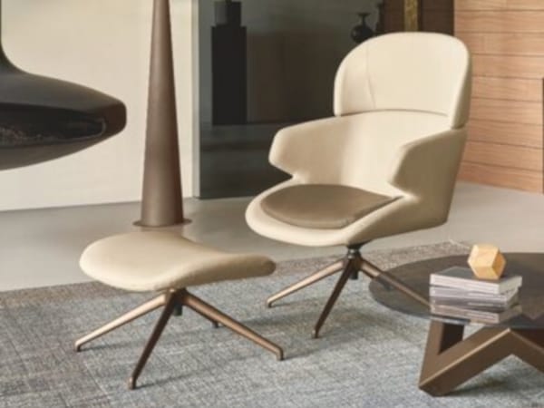 Тканевое вращающееся кресло с подставкой для ног RIFLESSI ARCH-00034560